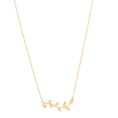Tiffany 18K Yellow Gold Paloma Picasso Olive Leaf Vine Pendant Necklace 1 of 6