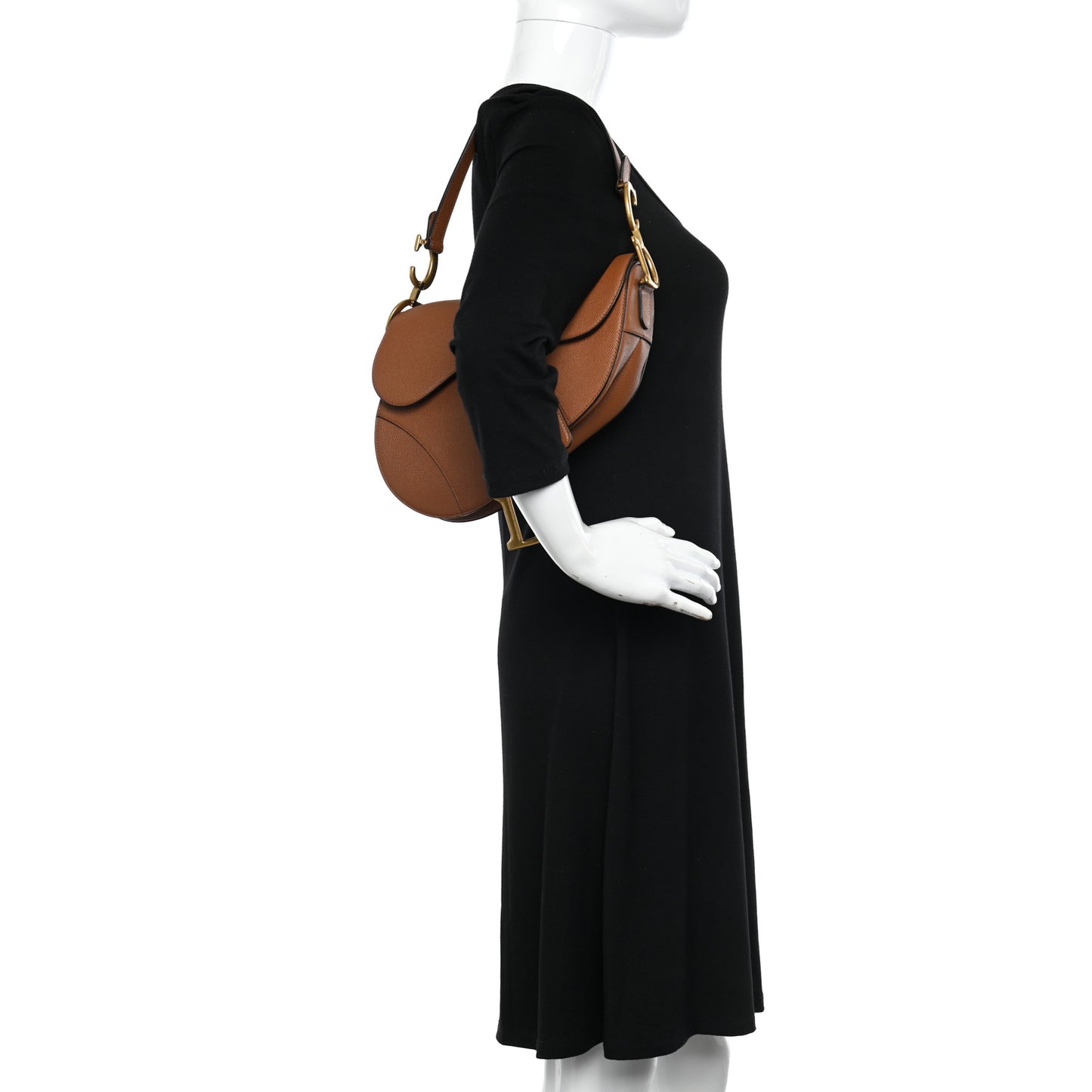 Grained Calfskin Saddle Bag Camello