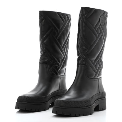 Hermes Suede Goatskin Quilted Fuji Boots 37 Black 3 of 9