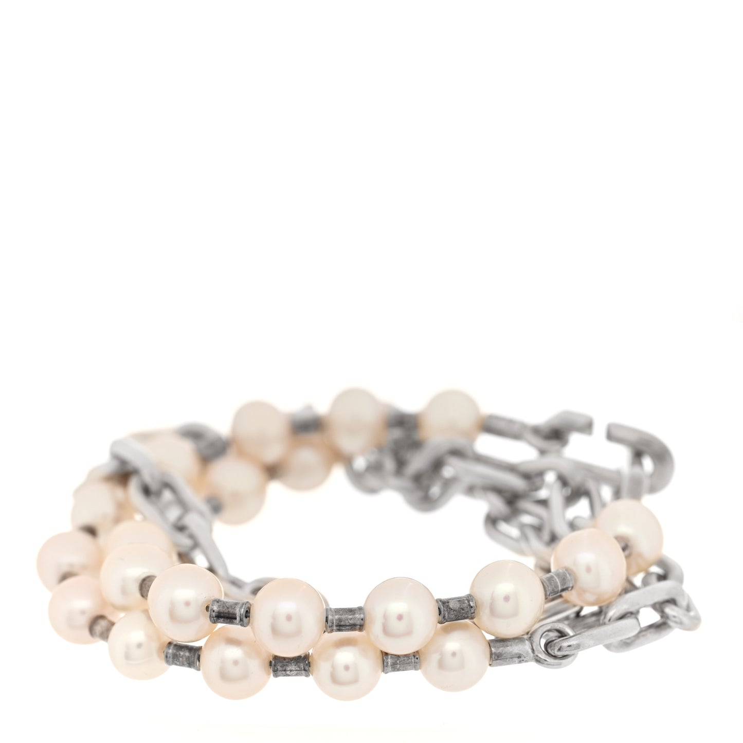 Sterling Silver Freshwater Cultured Pearl HardWear Lock Bracelet