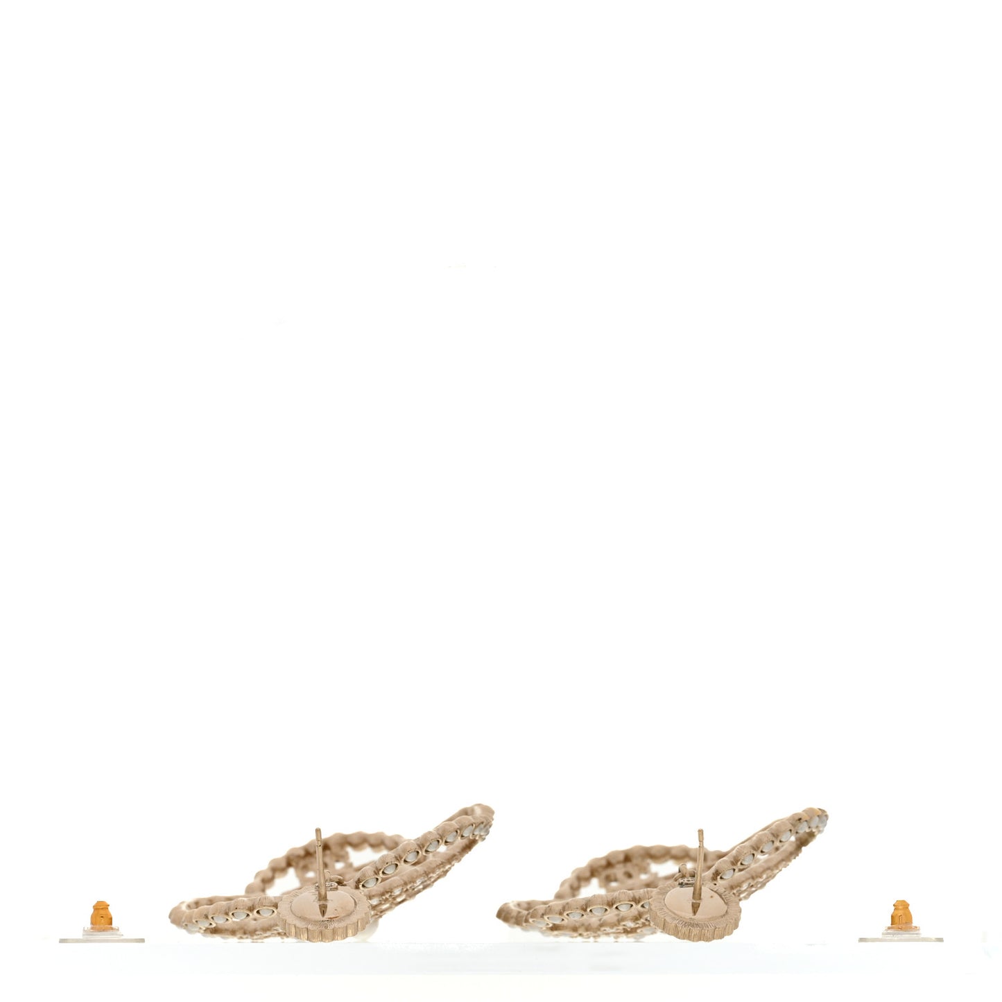 Pearl Crystal Lace Camellia Earrings Gold