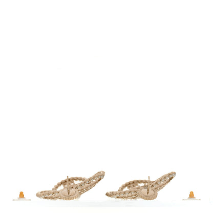 Chanel Pearl Crystal Lace Camellia Earrings Gold 3 of 4