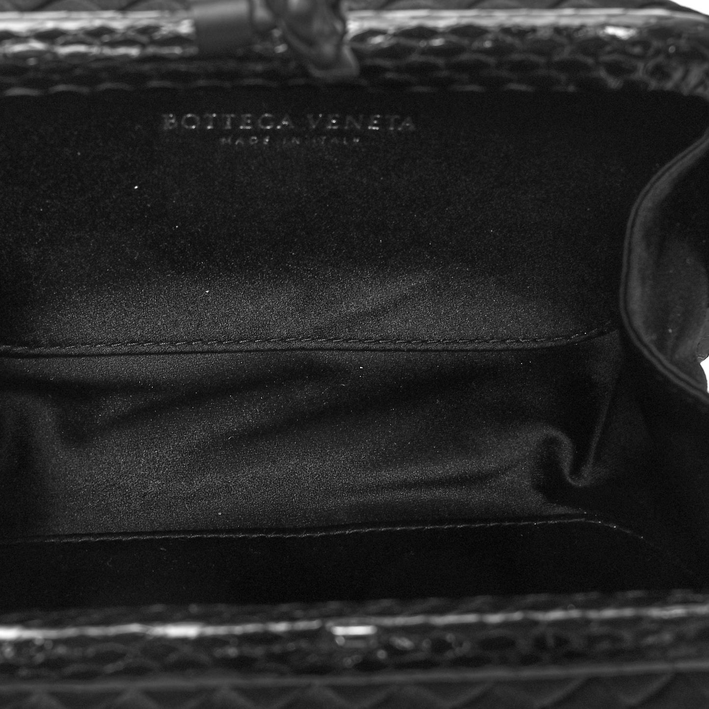 Satin Ayers Intrecciato Chain Knot Clutch Black