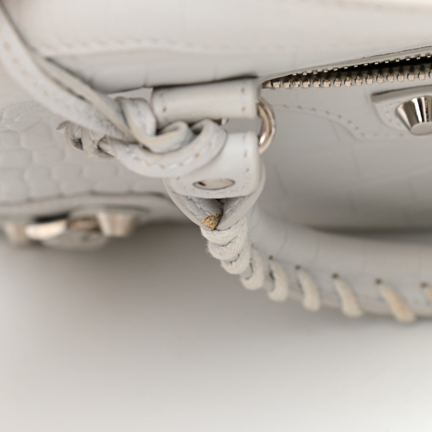 Balenciaga Matte Supple Lambskin Crocodile Embossed Classic Silver Hardware S City White 11 of 16