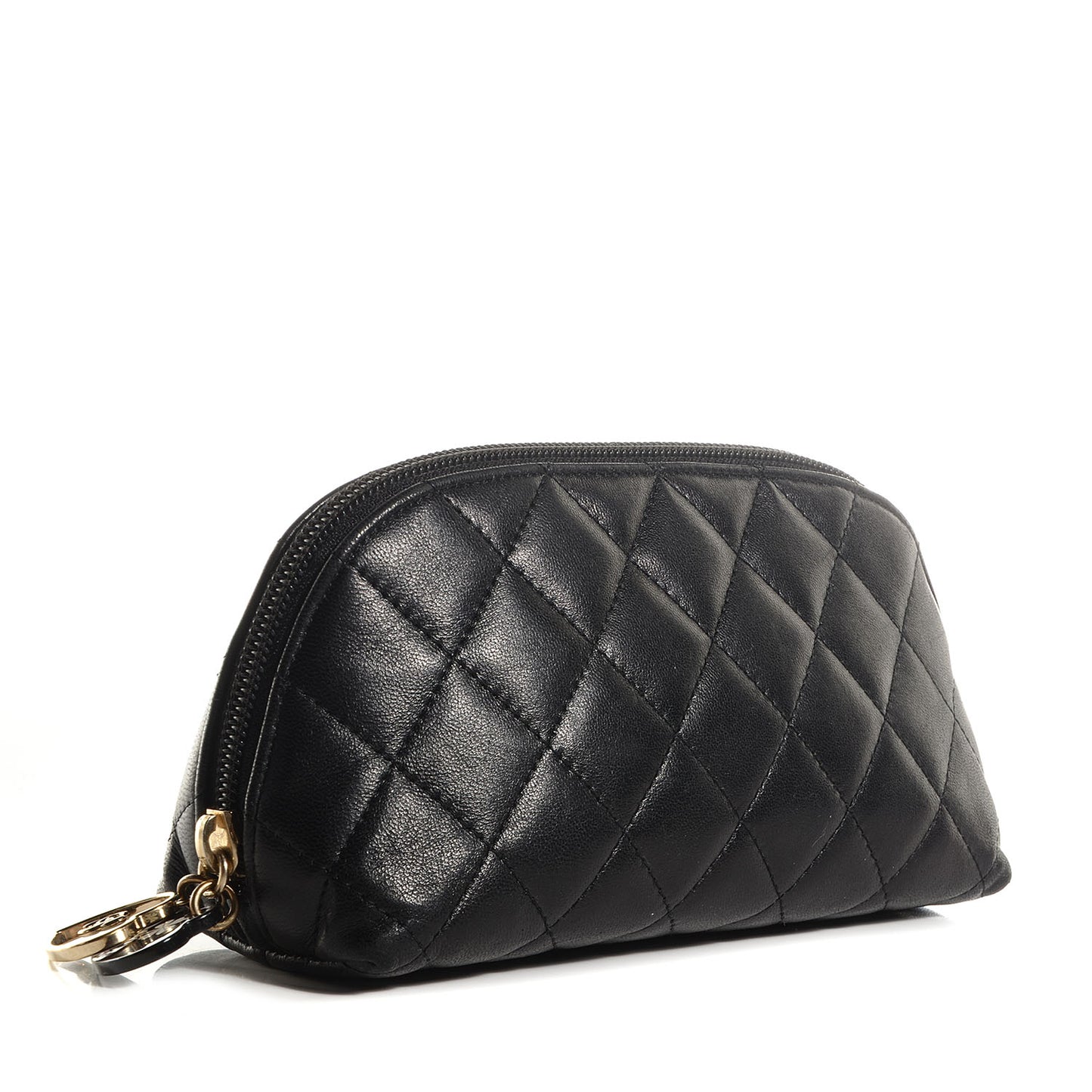 Lambskin Quilted Valentine Cosmetic Pouch Black