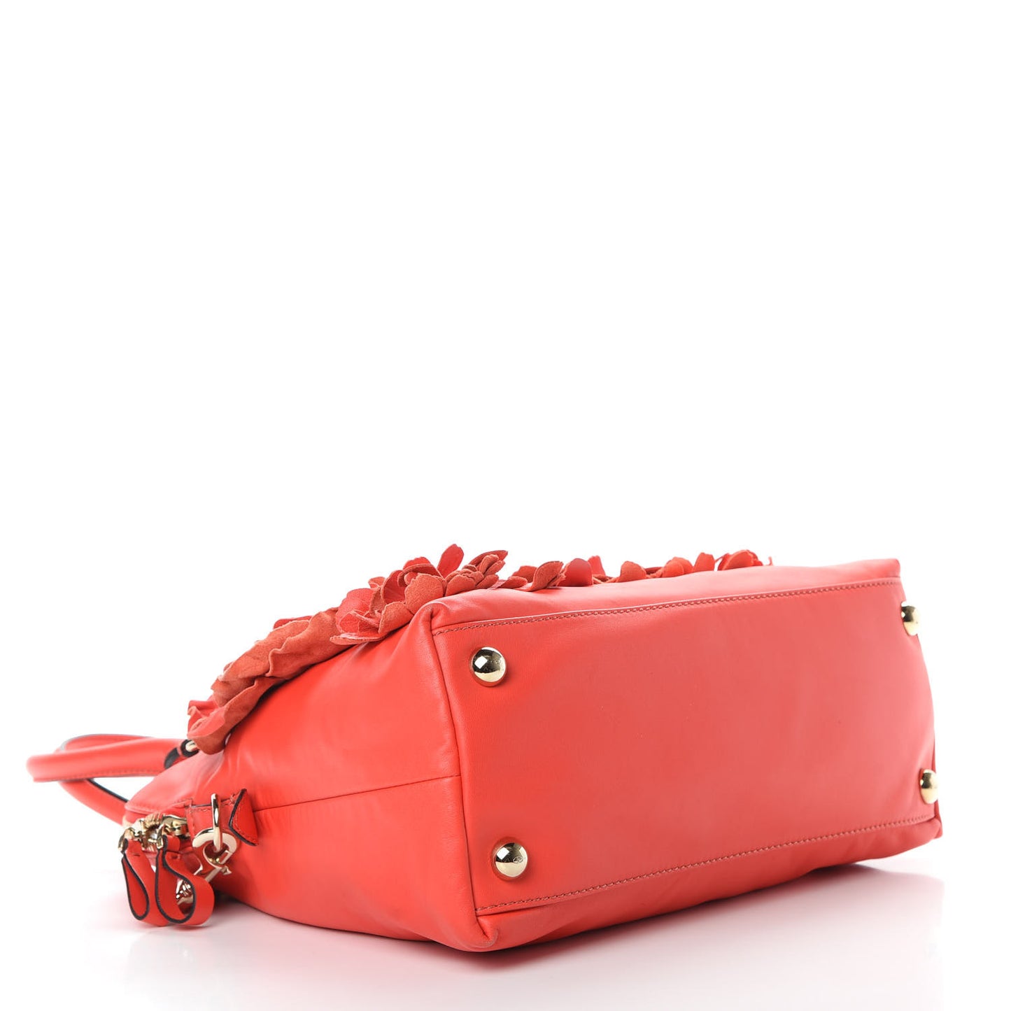 Nappa Floral Applique Tote Red