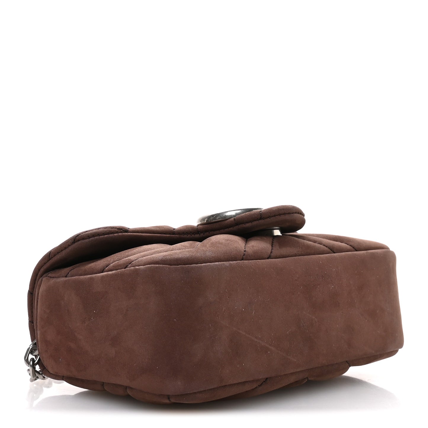 Nubuck Matelasse Mini GG Marmont Shoulder Bag Dark Brown