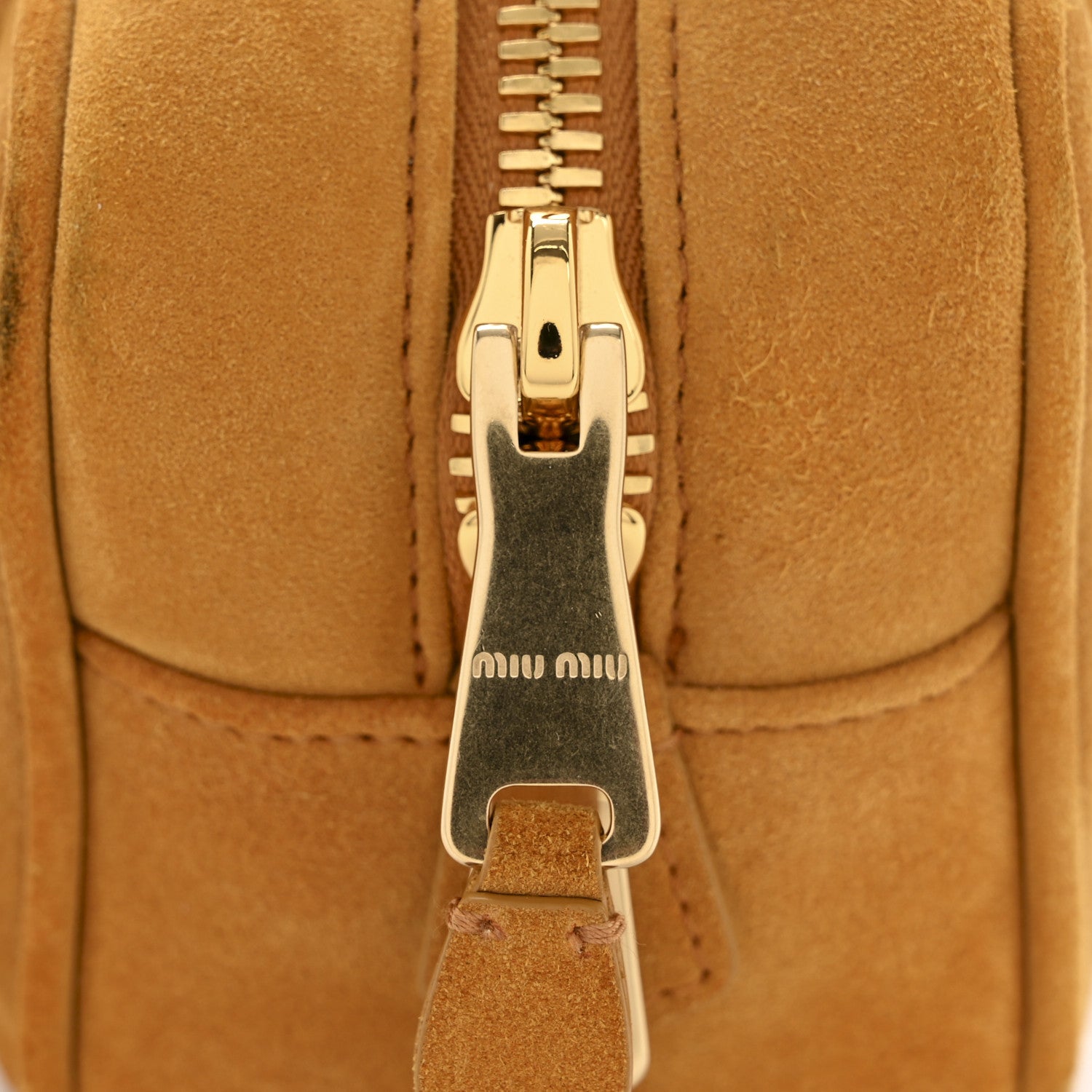 Miu Miu Suede Padded Regular Arcadie Top Handle Bag Whiskey