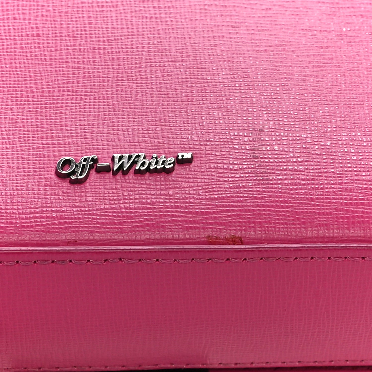 Off-White Saffiano Striped Mini Diag Binder Clip Bag Pink White 20 of 20