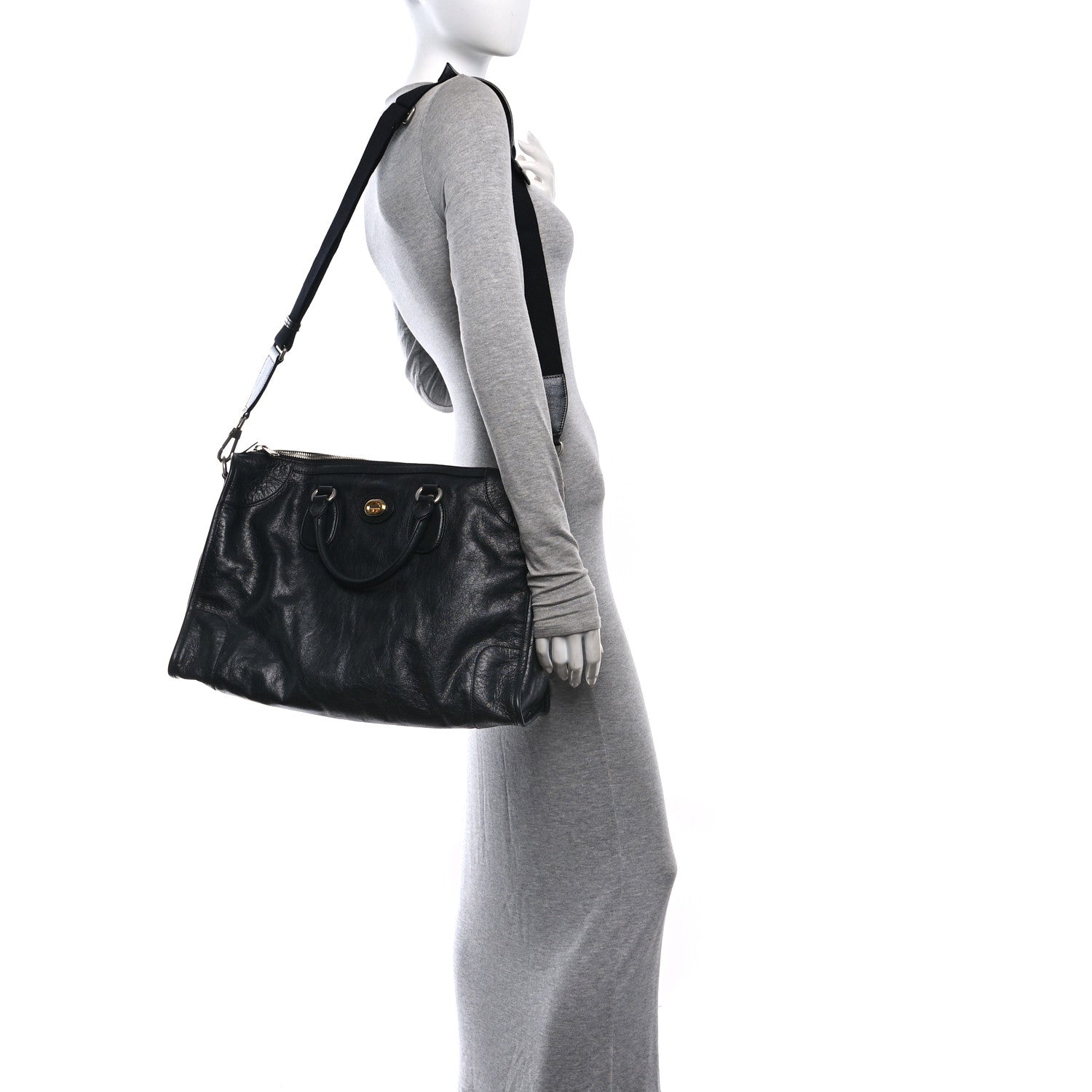 Gucci Fluffy Calfskin Morpheus Weekender Duffle Black 2 of 10