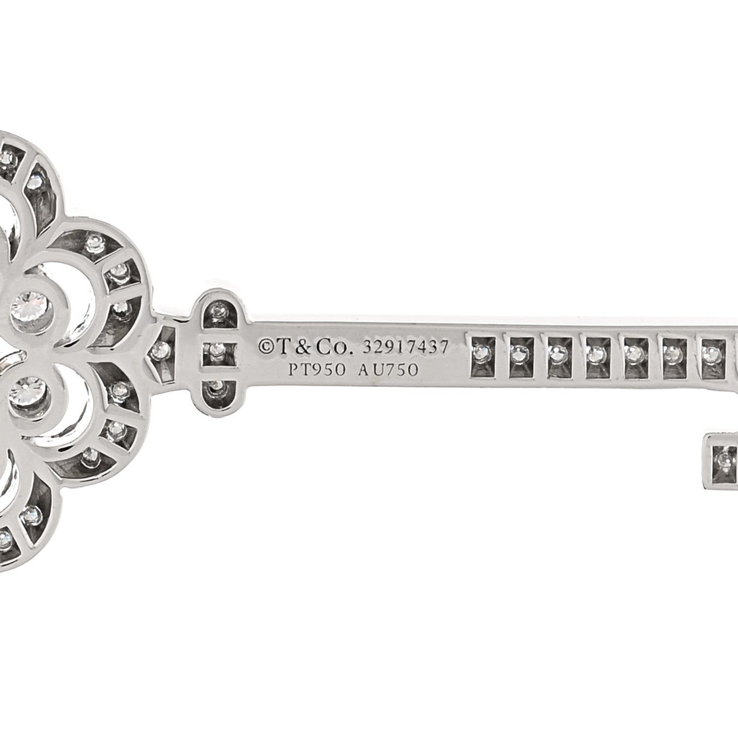 Tiffany Platinum 18K Yellow Gold Diamond Fancy Yellow Diamond Rose Key Pendant 3 of 4