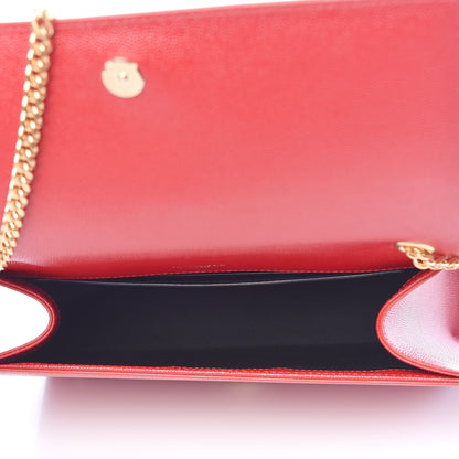 Saint Laurent Grain De Poudre Medium Monogram Kate Satchel Red 5 of 10