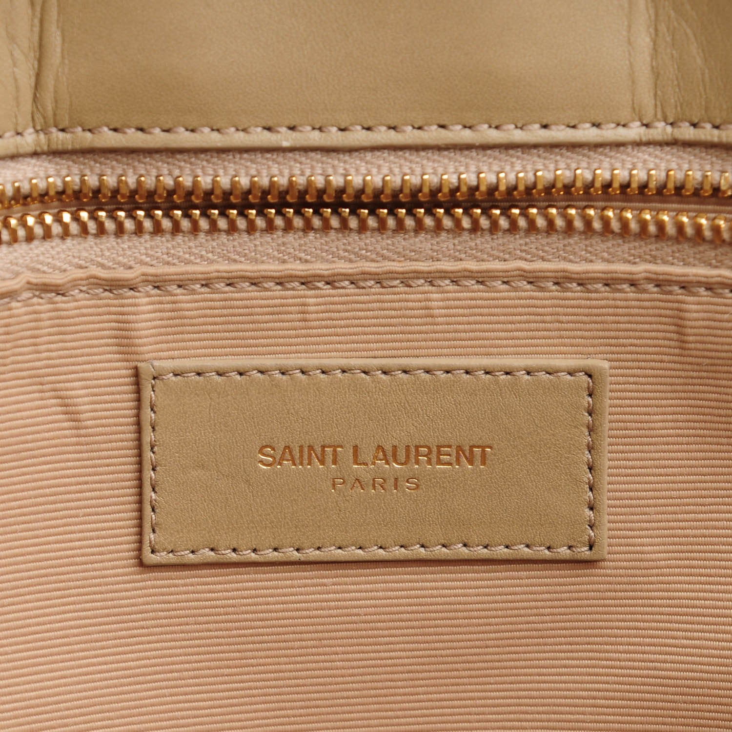 Saint Laurent Lambskin Matelasse Chevron Monogram Cassandre Shopper Dark Beige 6 of 8