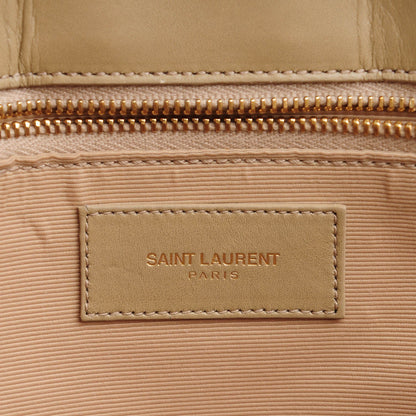 Saint Laurent Lambskin Matelasse Chevron Monogram Cassandre Shopper Dark Beige 6 of 8