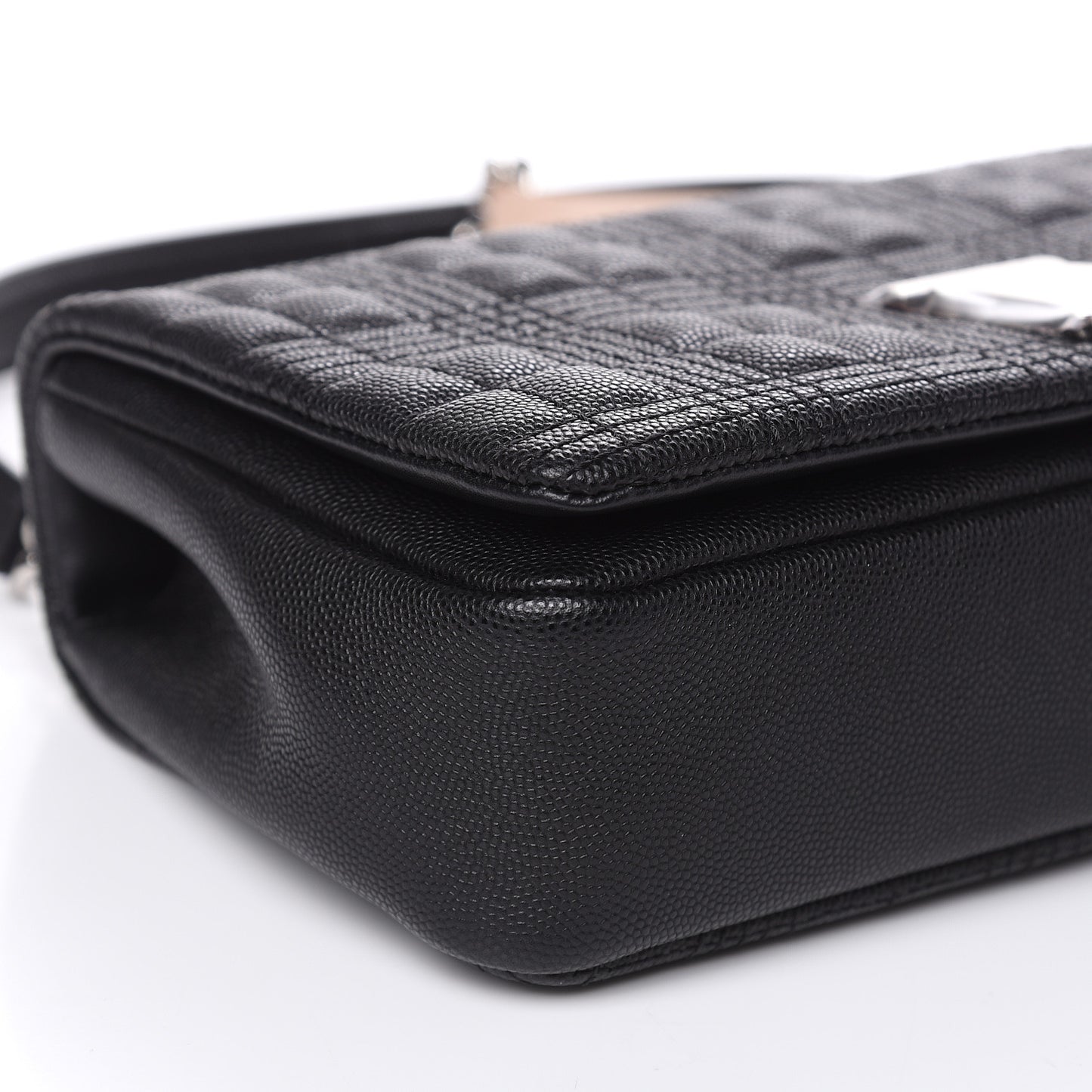 Grainy Calfskin Quilted Lola Bag Black