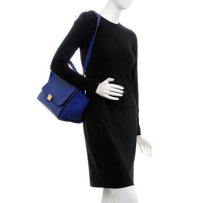 Celine Drummed Calfskin Suede Small Trapeze Indigo 2 of 8