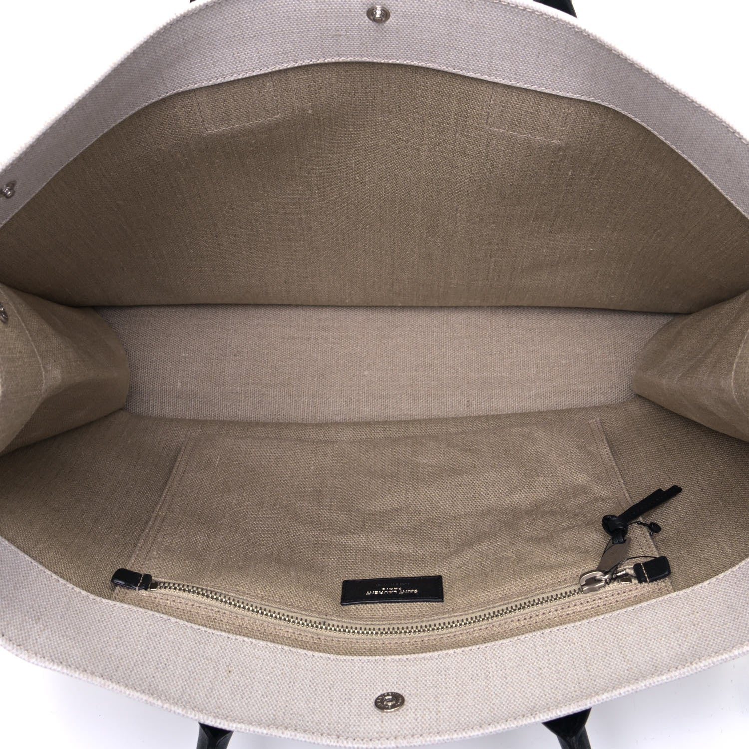 Saint Laurent Linen Calfskin Rive Gauche Tote Optic White 4 of 5