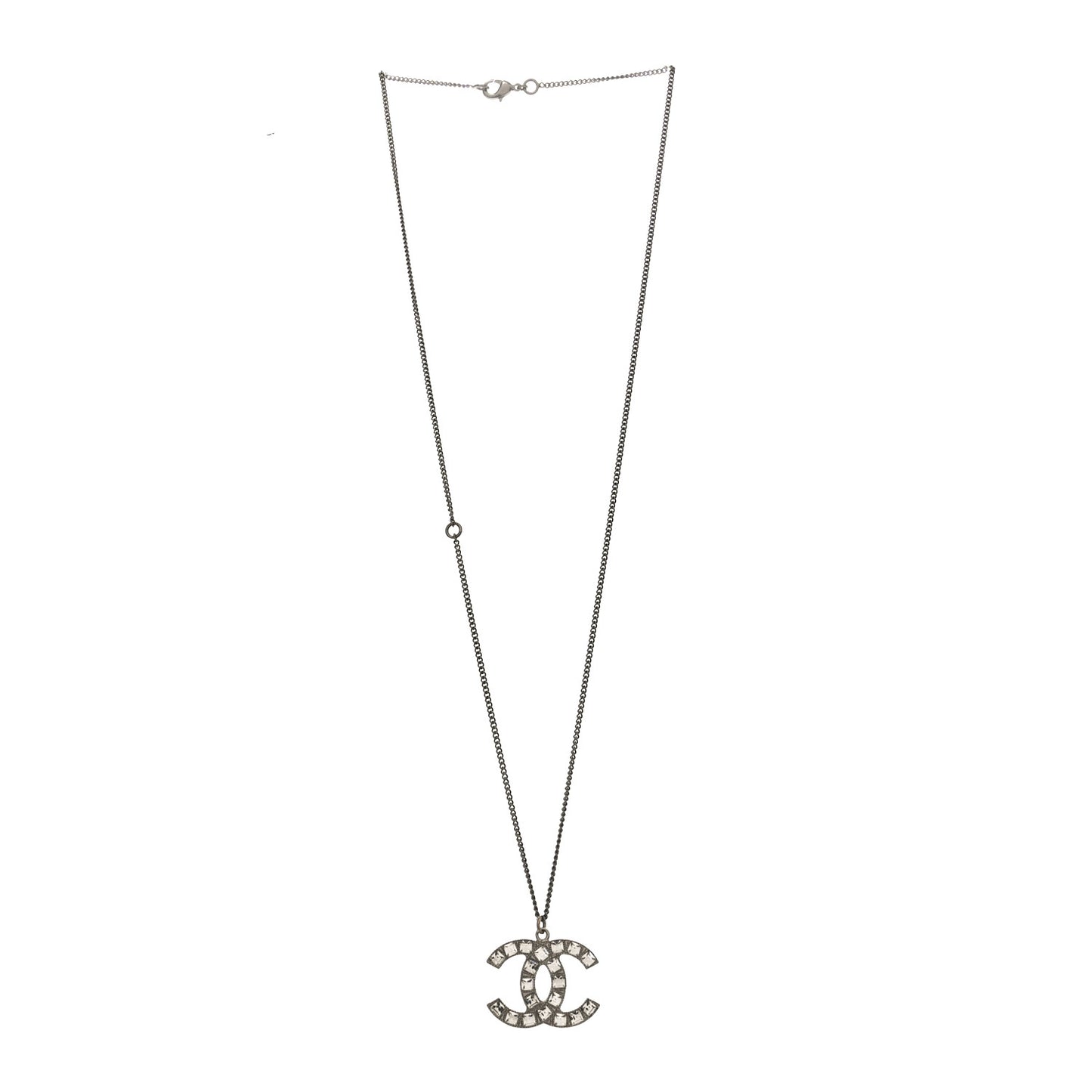 Baguette Crystal CC Necklace Silver