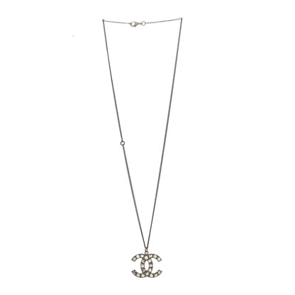 Chanel Baguette Crystal CC Necklace Silver 3 of 4