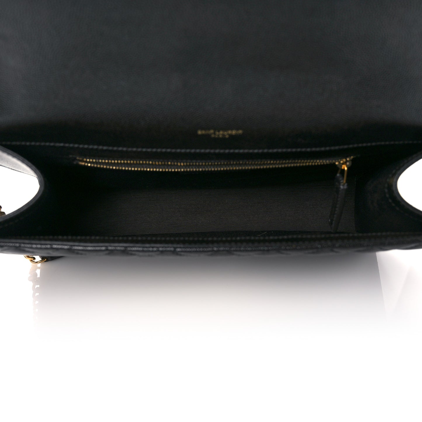 Grain De Poudre Textured Mixed Matelasse Large Triquilt Monogram Satchel Black