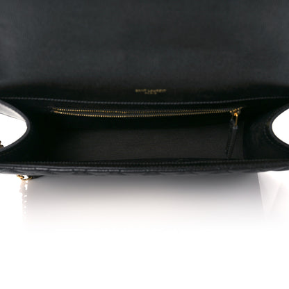 Saint Laurent Grain De Poudre Textured Mixed Matelasse Large Triquilt Monogram Satchel Black 5 of 9