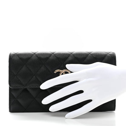 Chanel Caviar Quilted CC Large Gusset Flap Wallet Black 4 of 11