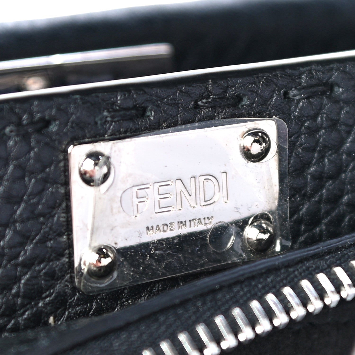 Fendi Cuoio Romano Selleria Monster Eyes Mini Peekaboo Iconic Fit Satchel Black 7 of 10