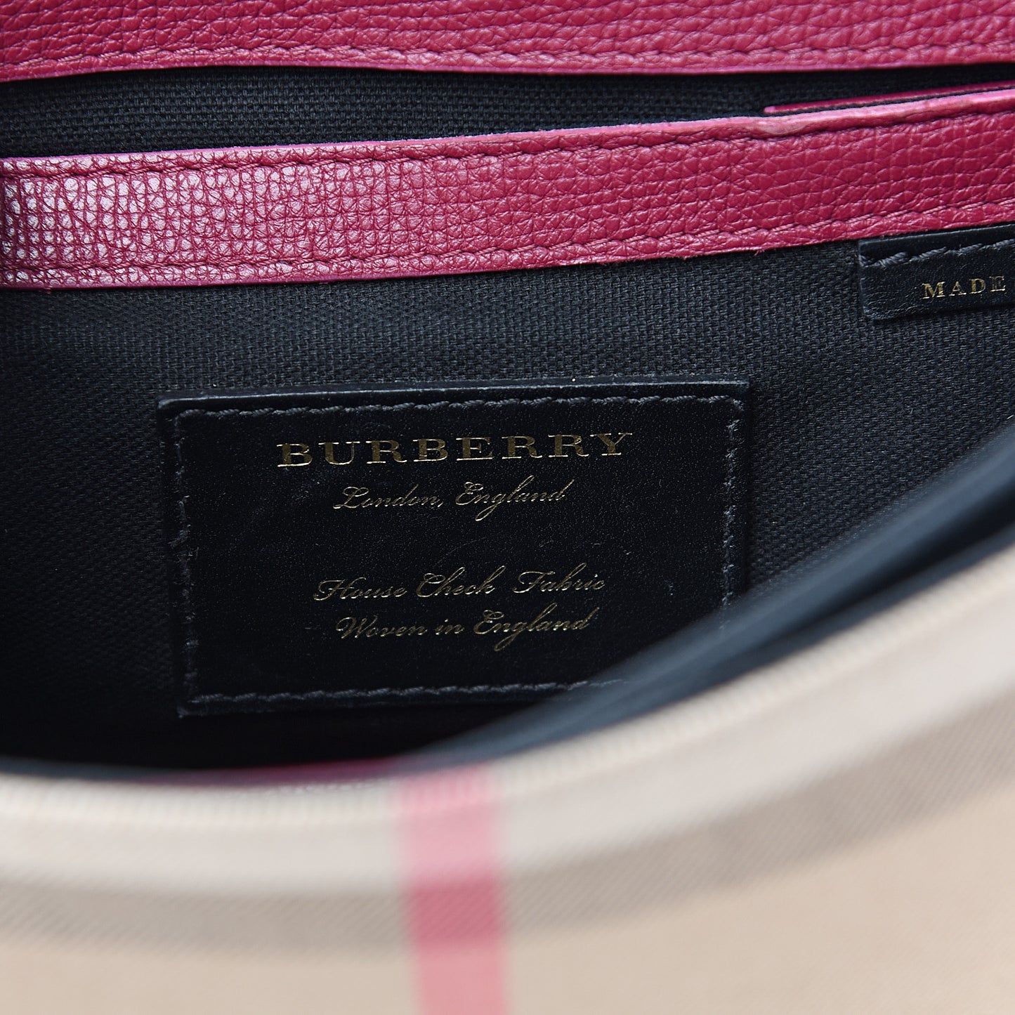 Derby Calfskin House Check Small Macken Crossbody Bag Berry Pink