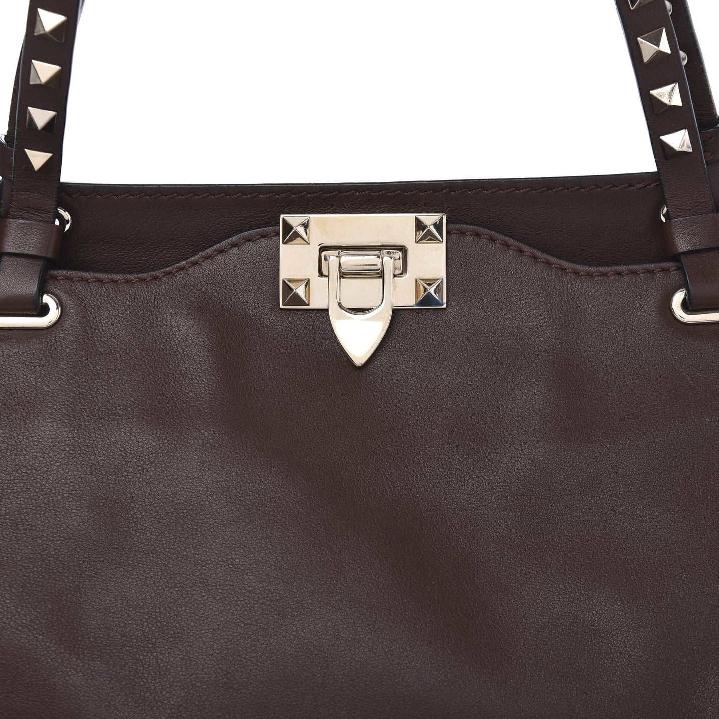 Vitello Medium Rockstud Tote Cacao