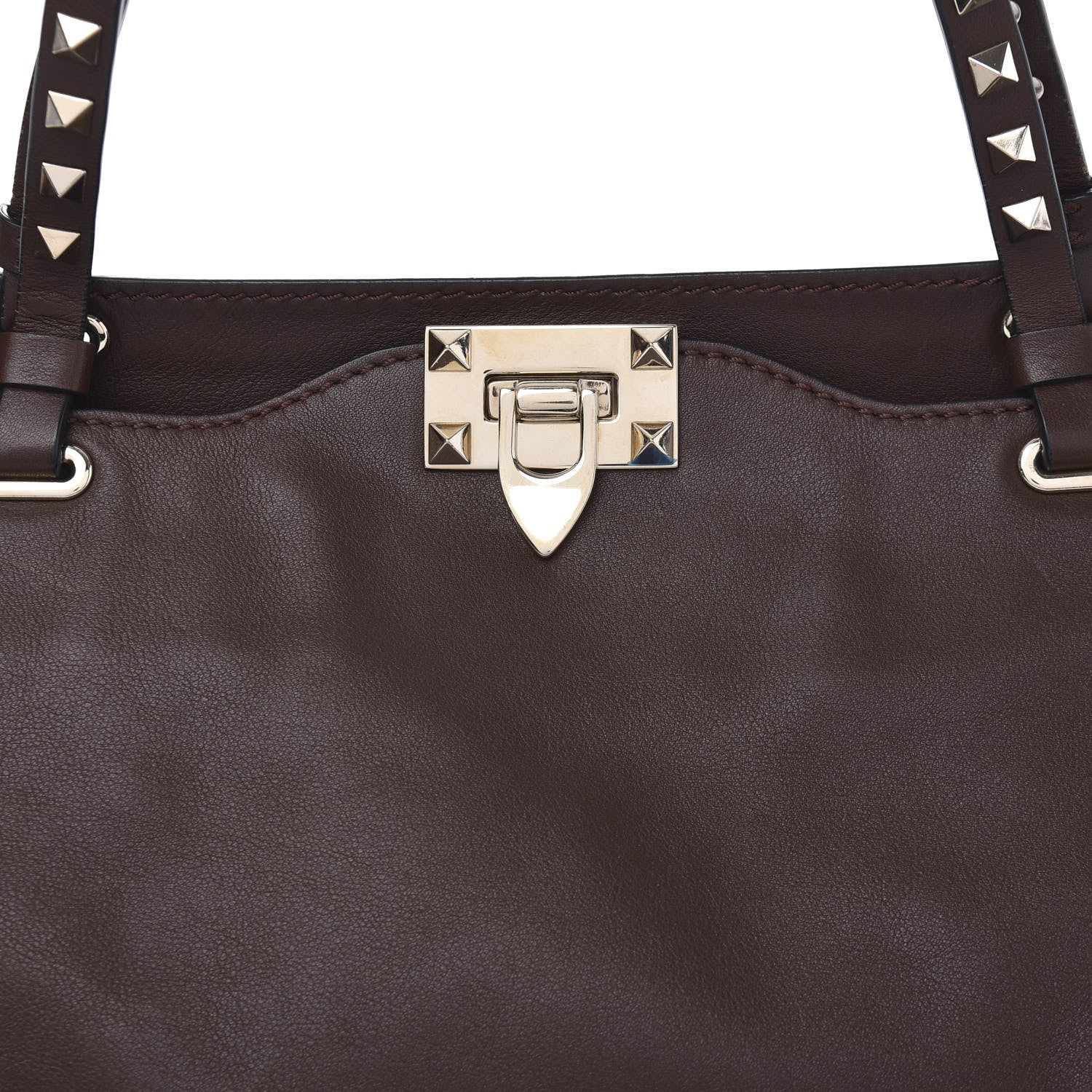 Valentino Garavani Vitello Medium Rockstud Tote Cacao 9 of 9