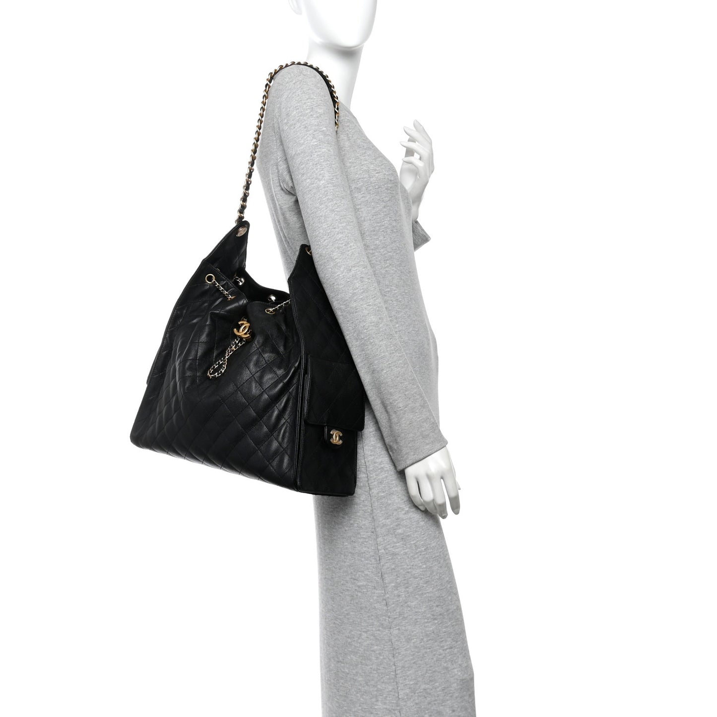 Caviar Quilted Large Chanel 25 Handbag Black