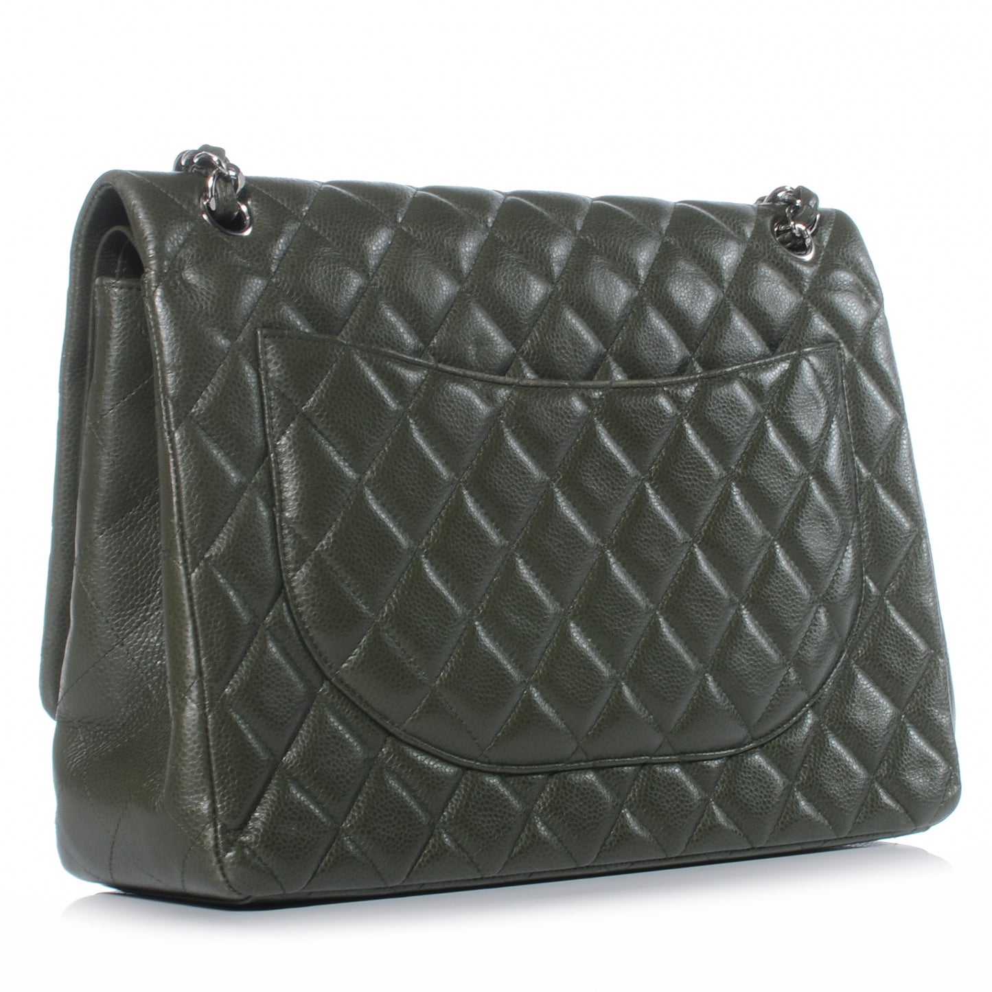 Caviar Maxi Double Flap Dark Green