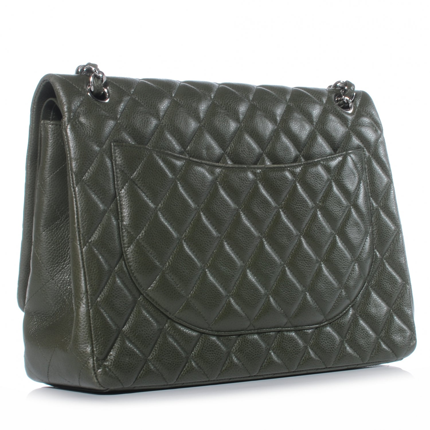Chanel Caviar Maxi Double Flap Dark Green 3 of 8
