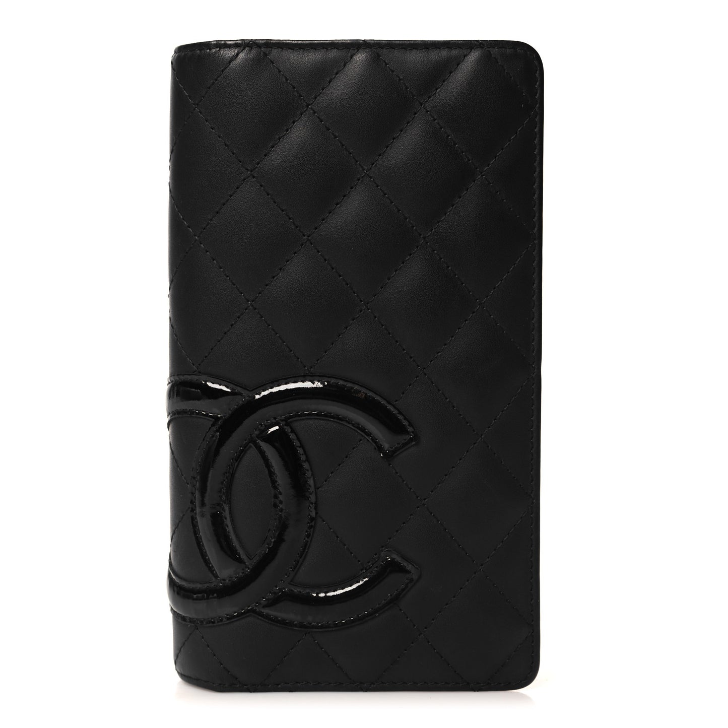 Calfskin Quilted Cambon Yen Wallet Black