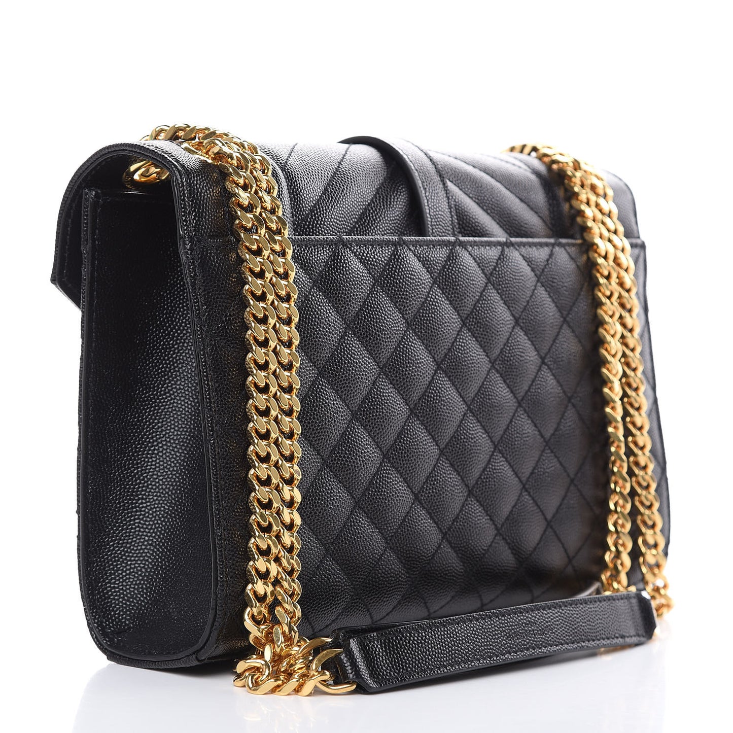 Grain De Poudre Textured Mixed Matelasse Triquilt Medium Monogram Satchel Black