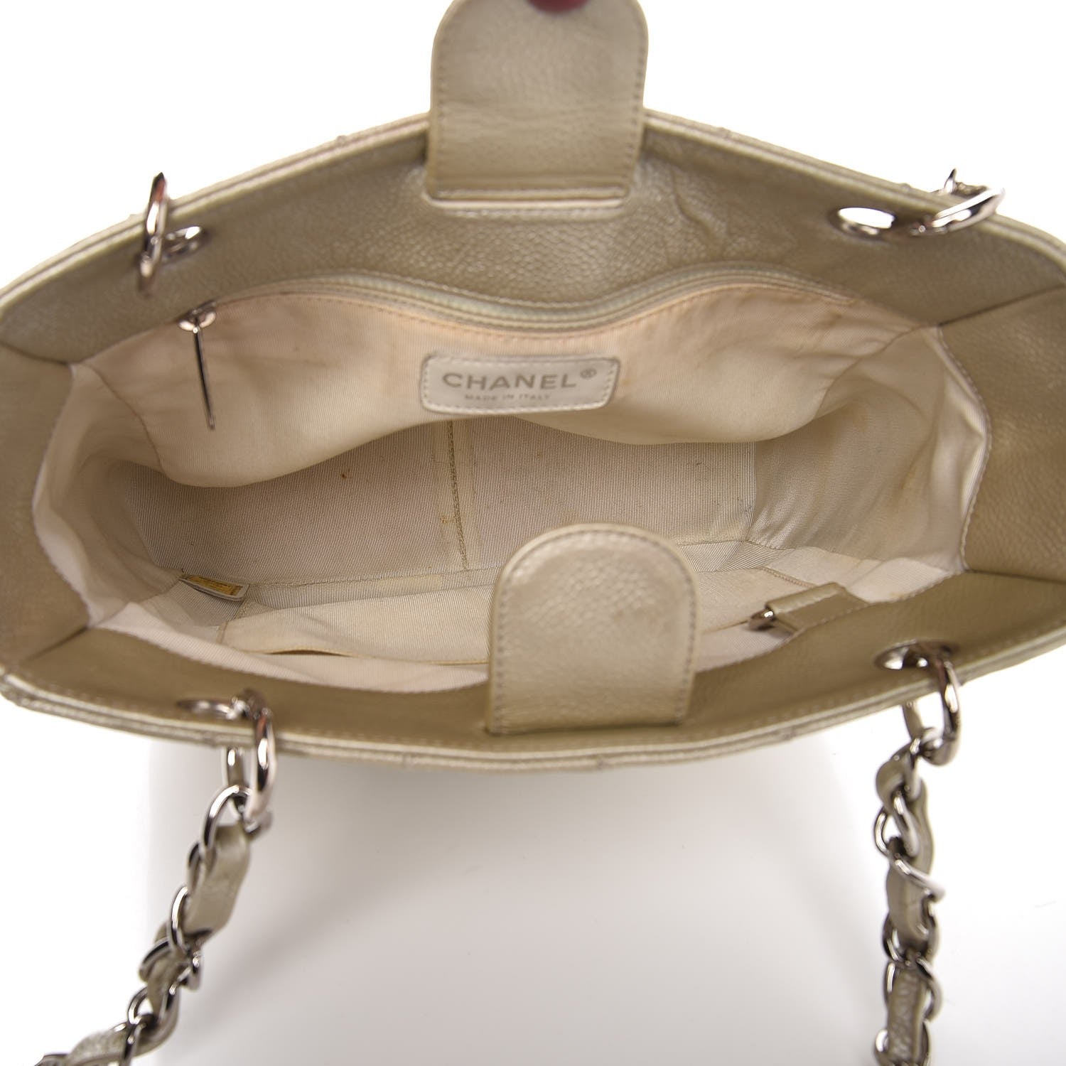 Chanel Metallic Caviar Quilted Petit Shopping Tote PST Pearl 5 of 12
