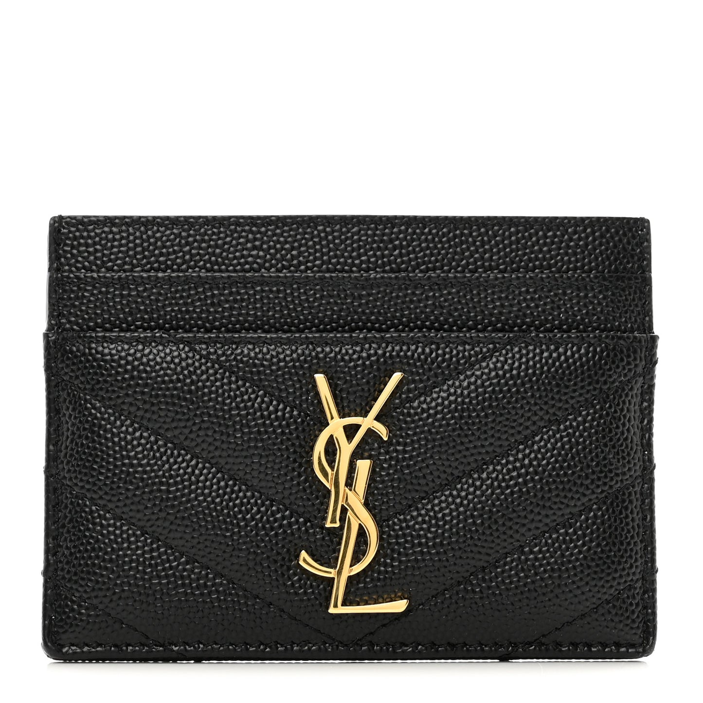 Grain De Poudre Matelasse Chevron Monogram Credit Card Case Black