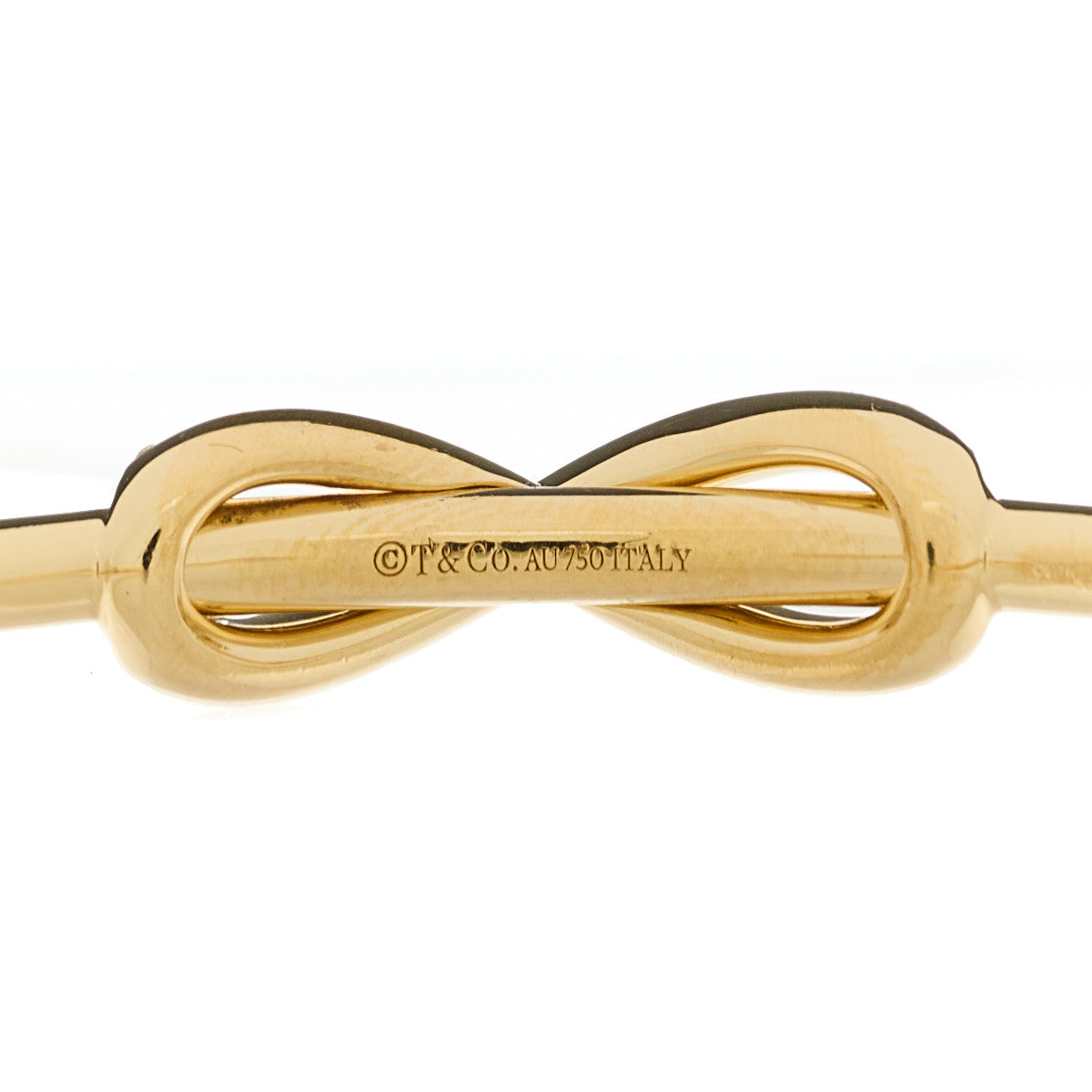 Tiffany 18K Yellow Gold Diamond Infinity Cuff Bracelet 3 of 4