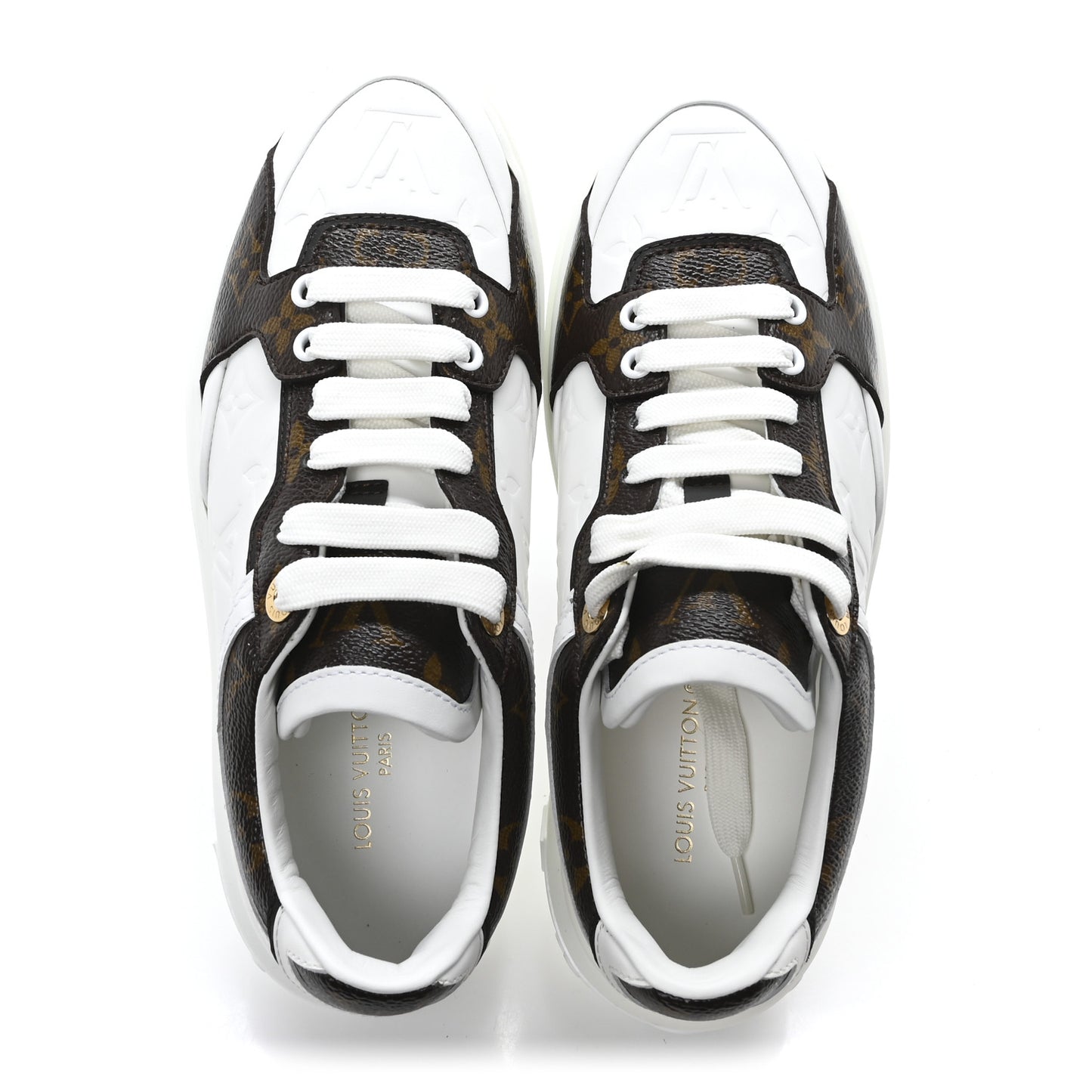 Monogram Embossed Calfskin Time Out Sneakers 38 White