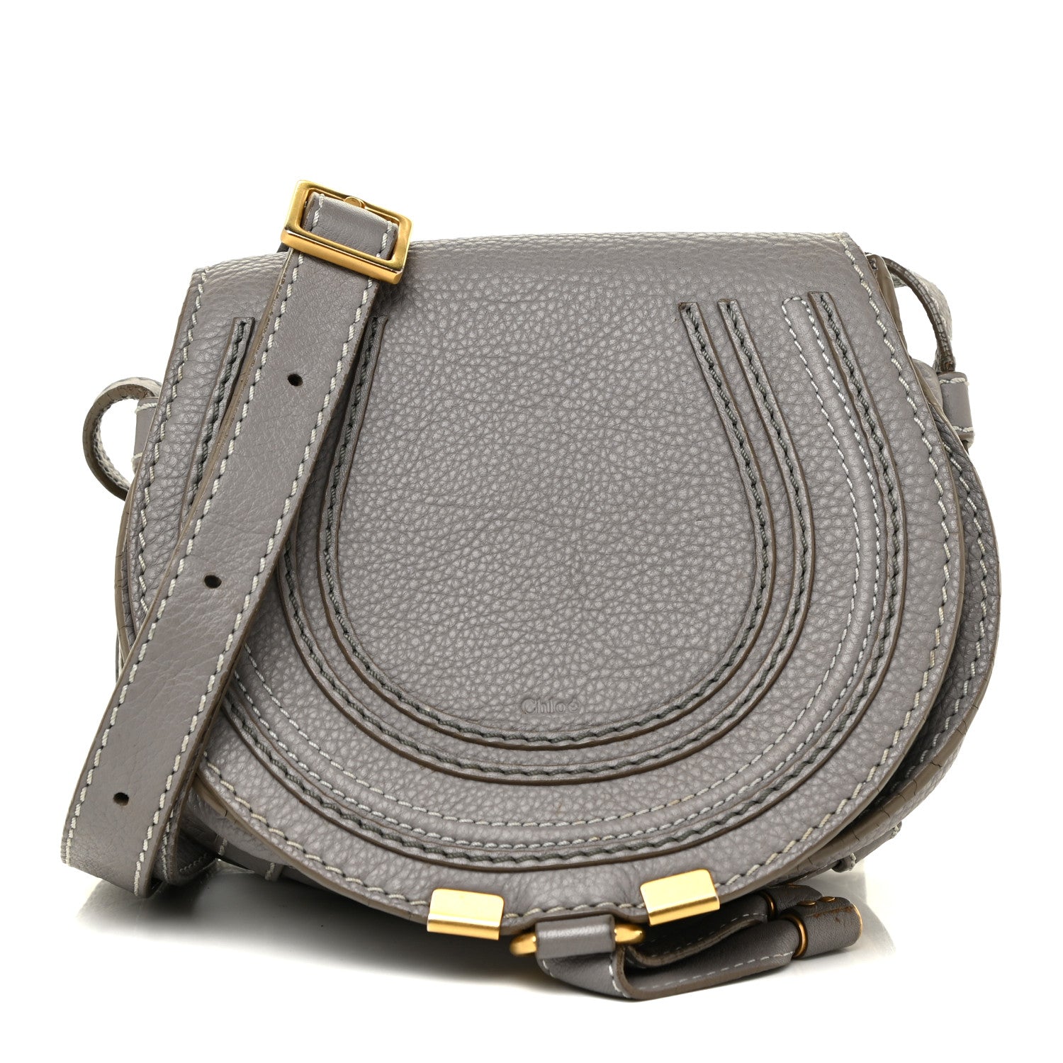 Chloe Calfskin Mini Marcie Round Crossbody Bag Cashmere Grey 1 of 17