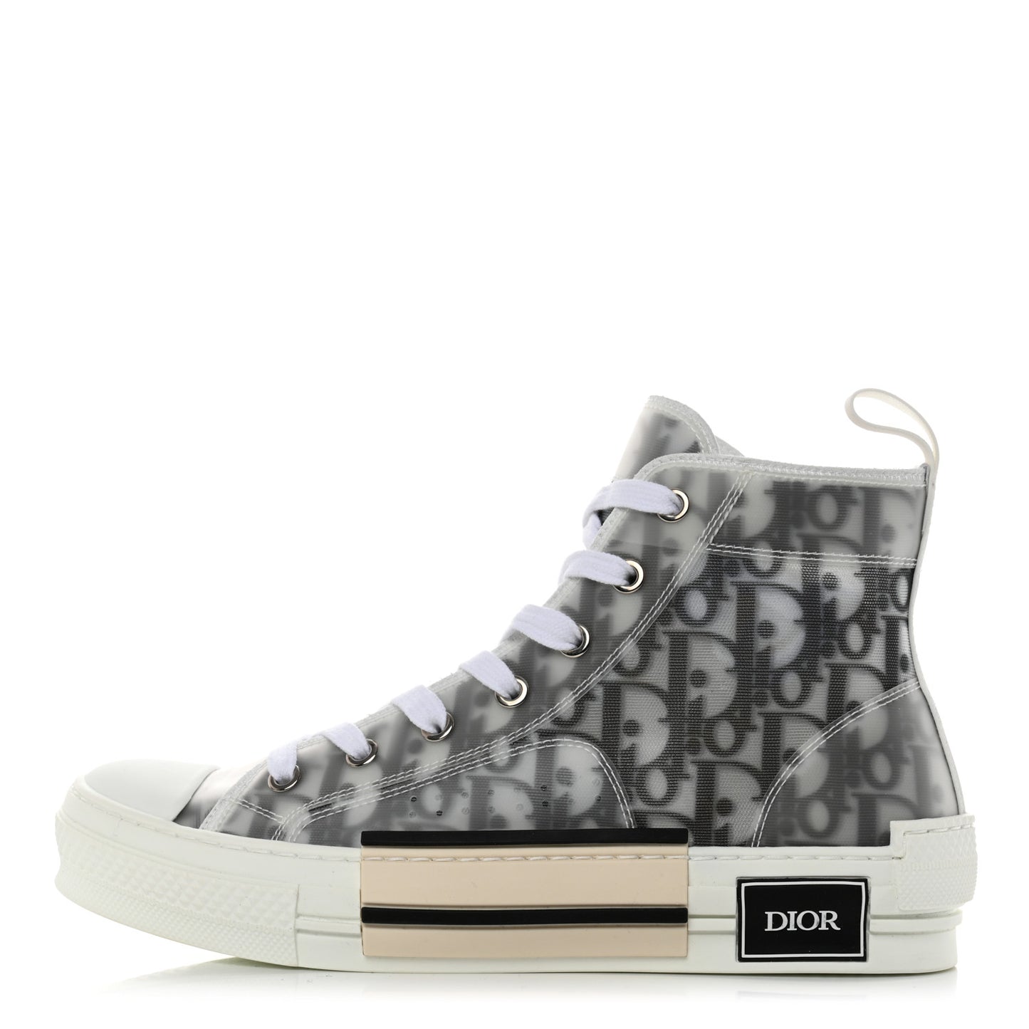 Technical Canvas Oblique Mens B23 High Top Sneakers 38 White Black