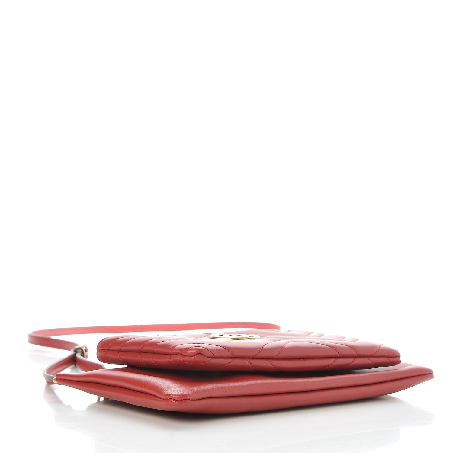 Gucci Calfskin Matelasse Small GG Marmont Double Zip Shoulder Bag Hibiscus Red 4 of 9