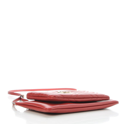 Gucci Calfskin Matelasse Small GG Marmont Double Zip Shoulder Bag Hibiscus Red 4 of 9