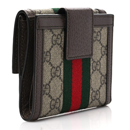 Gucci GG Supreme Monogram Web Ophidia French Flap Wallet Beige New Acero 3 of 7