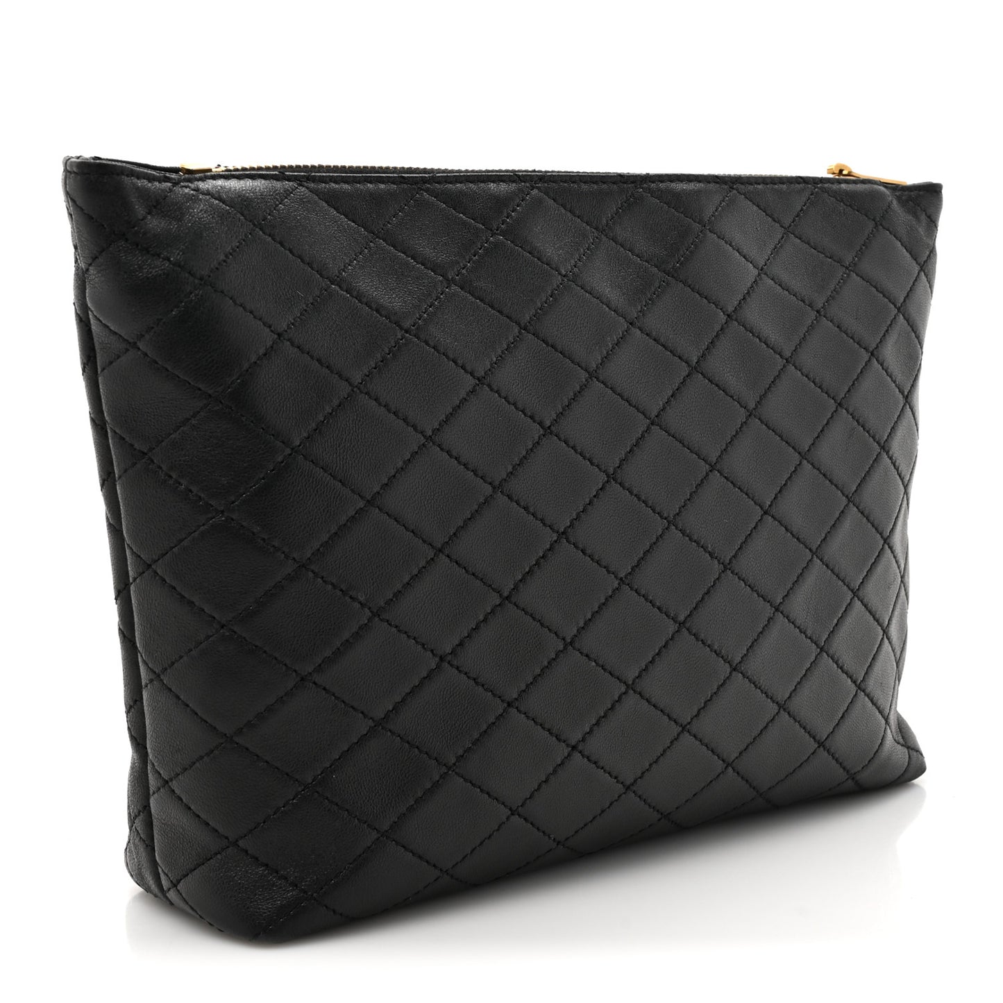 Lambskin Quilted Gaby Cosmetic Pouch Black