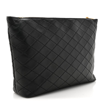 Saint Laurent Lambskin Quilted Gaby Cosmetic Pouch Black 3 of 11
