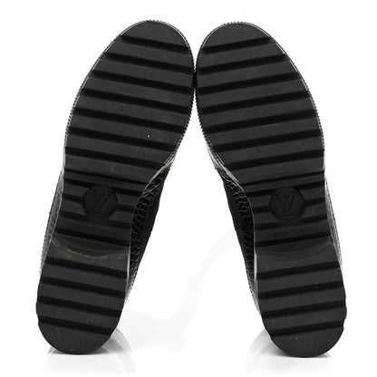 Louis Vuitton Suede Calfskin Crocodile Embossed Patent Monogram Laureate Platform Desert Boots 37 Black 6 of 14