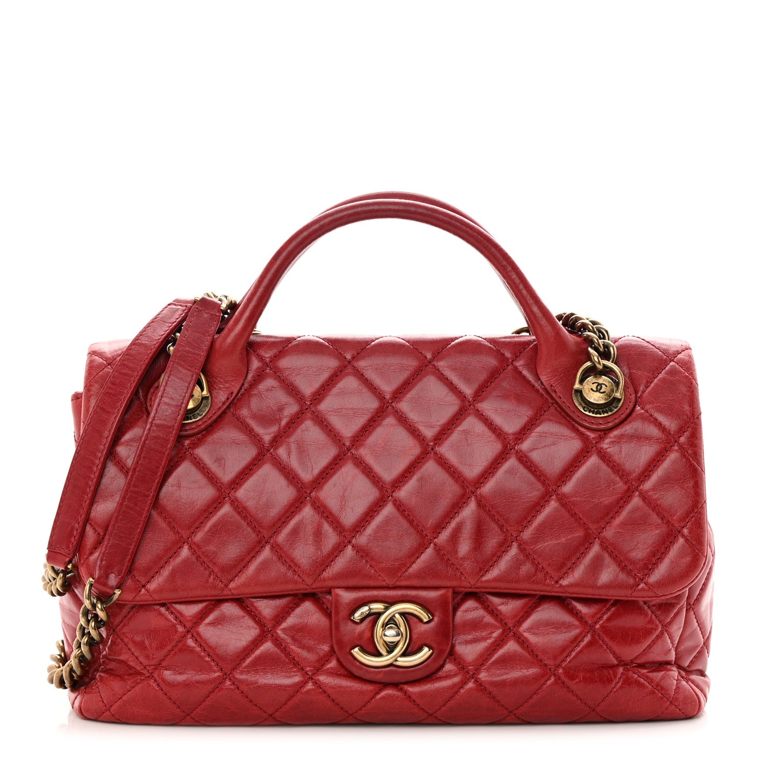 Chanel Glazed Calfskin Castle Rock Medium Flap Red 1 of 18