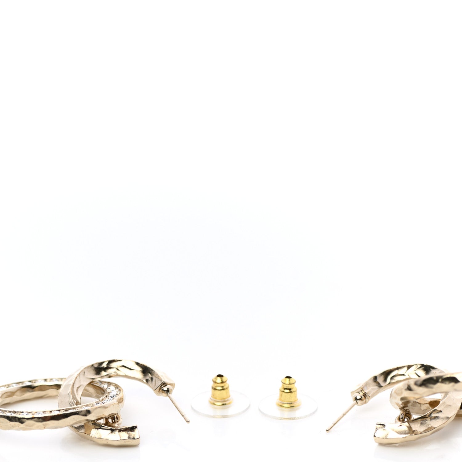 Chanel Crystal Round CC Drop Earrings Gold 3 of 5