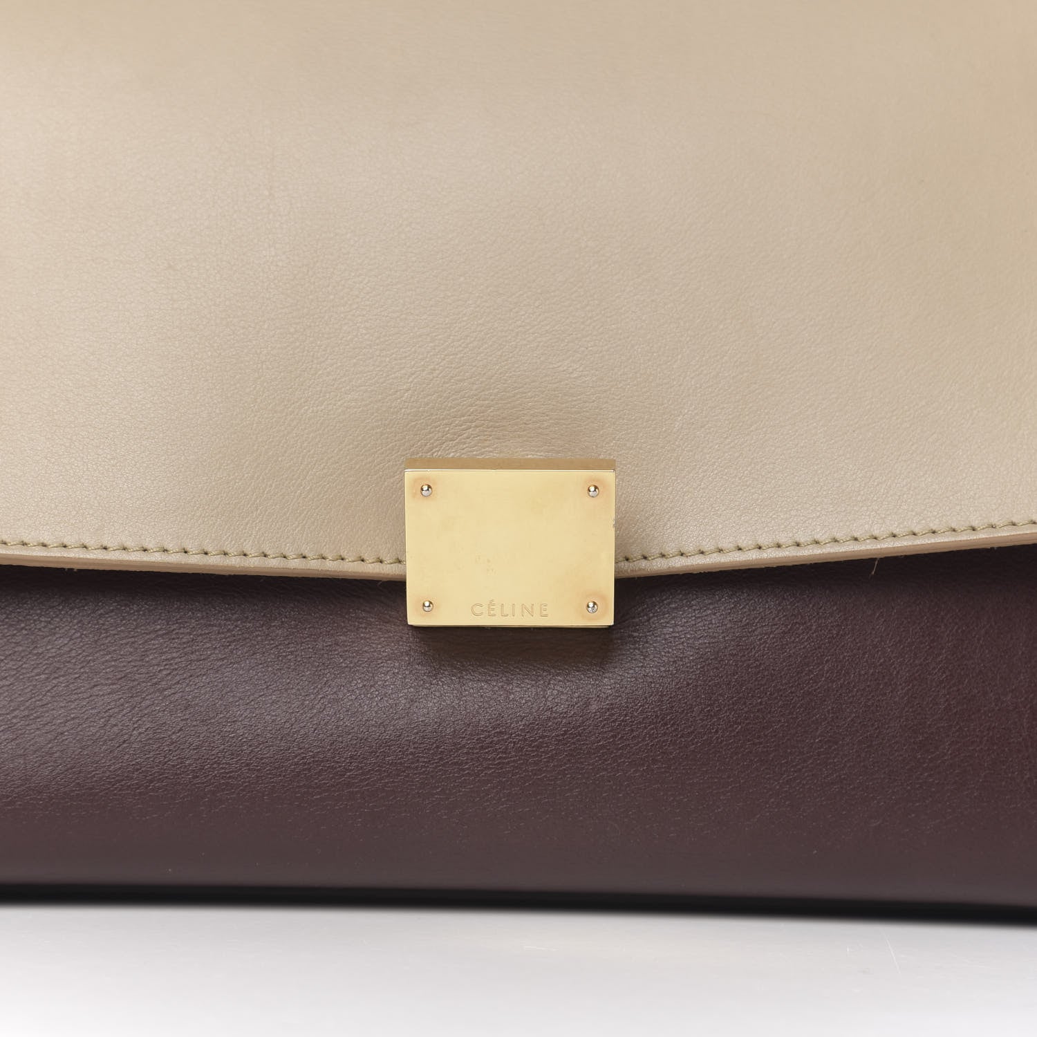 Celine Smooth Calfskin Suede Medium Bi-Color Trapeze Burgundy 11 of 11
